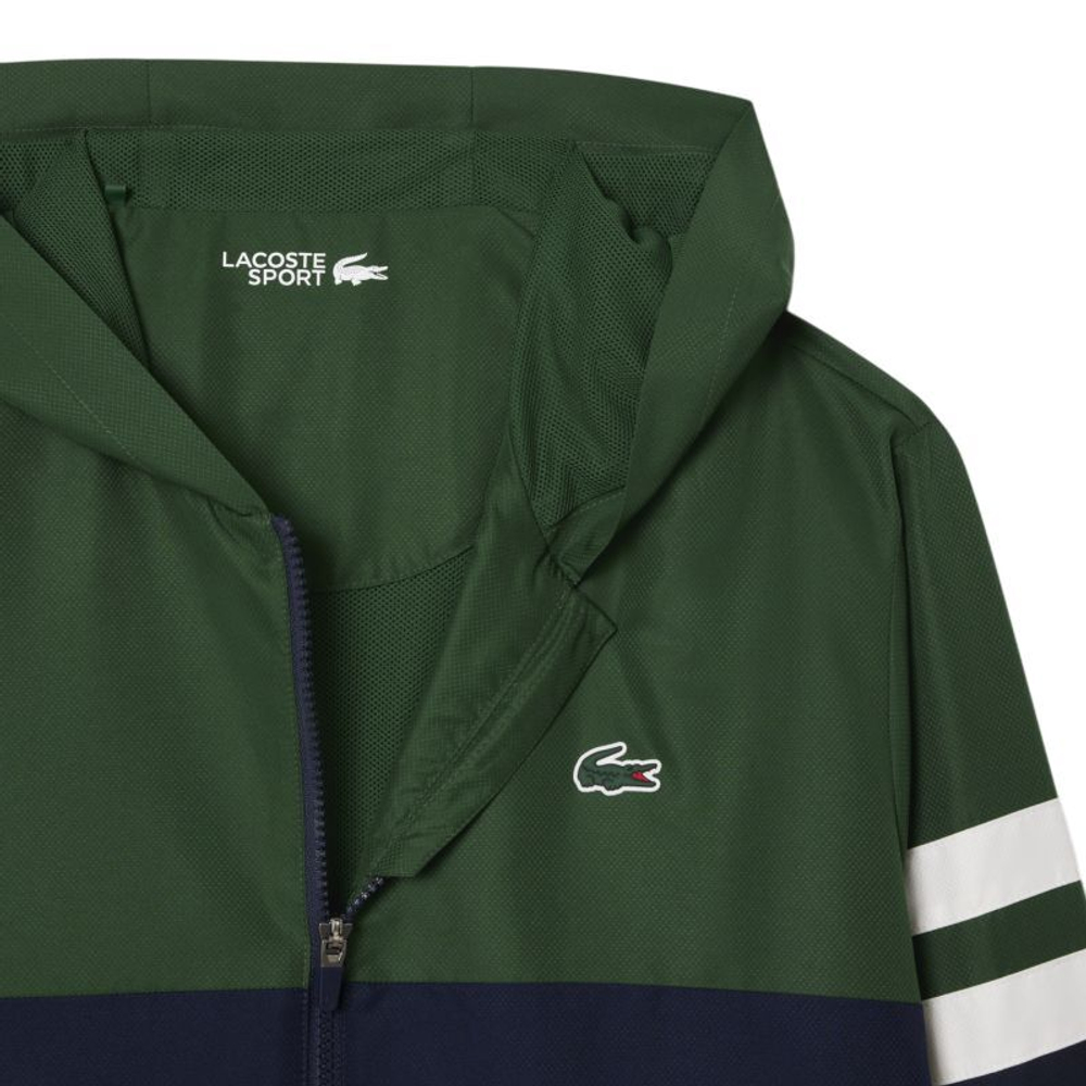 Мужская теннисная кофта Lacoste Tennis Water-Repellent Hooded - navy blue/green