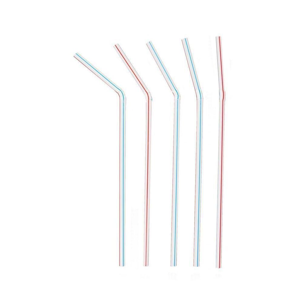 Трубочки 0,5*21 см со сгибом 1000 шт полосатые пластик P.L.