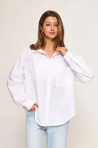 Рубашка с карманом из хлопка baby cotton белого цвета