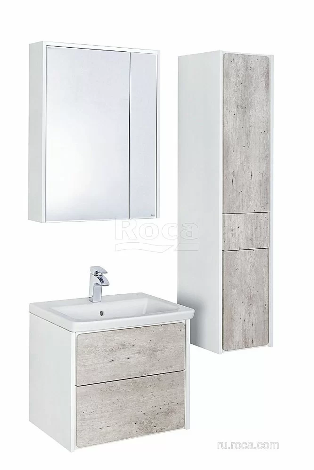 Зеркальный шкаф Roca Ronda ZRU9303007 60 белый матовый/бетон