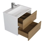 Тумба с раковиной Uperwood Barsa 60 см, раковина белая, подвесная тумба белая/дуб сонома