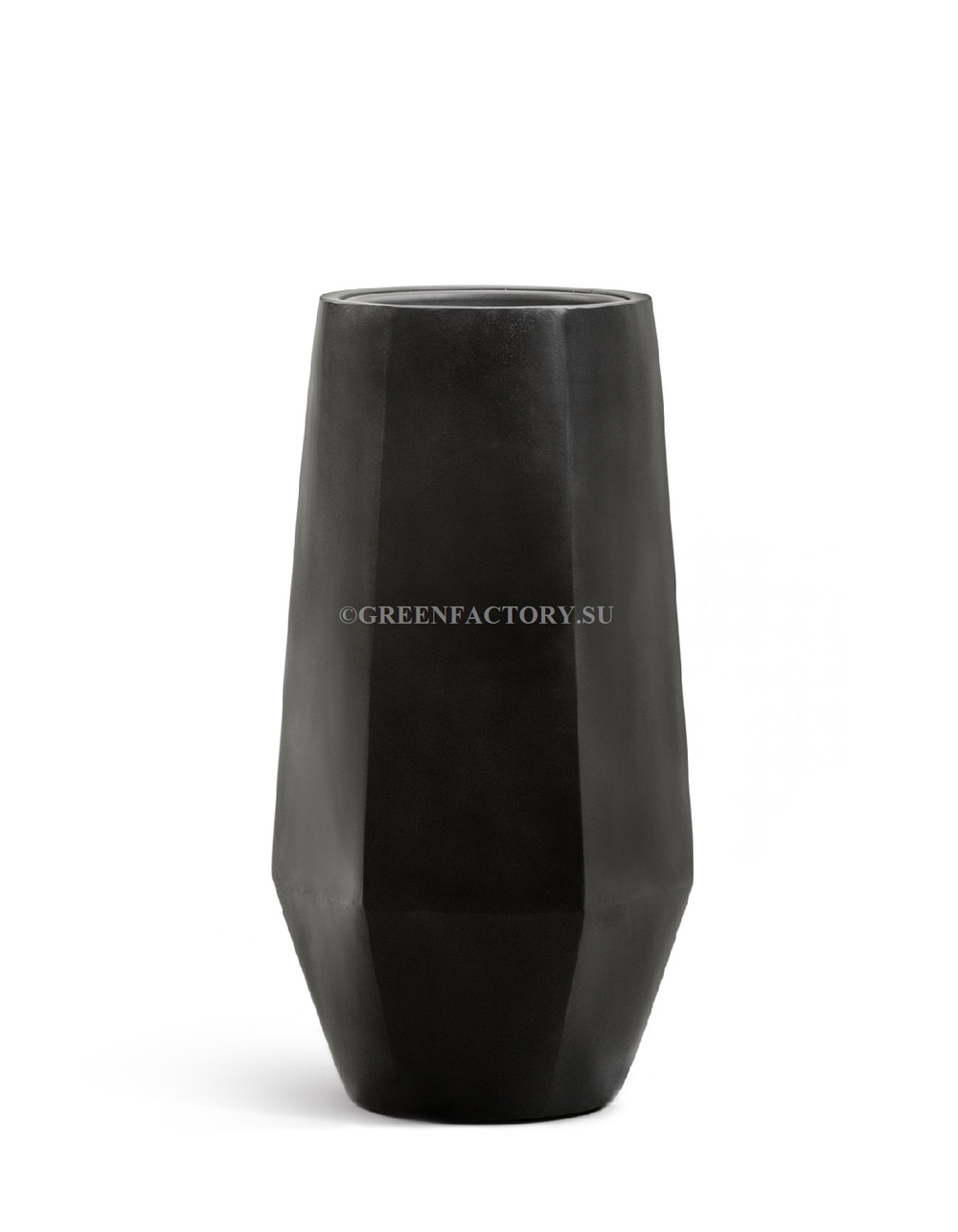 Кашпо TREEZ Effectory - серия Crystal - Высокий многогранник - Антрацит