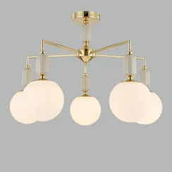 6580/5C CLASSI LN25 53 французское золото, серый/белый металл, керамика/стекло Люстра потолочная E14 5*40W 220V VIVIEN