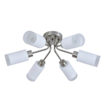 Люстра потолочная 6x40Вт E14, металл/стекло, никель/белый/прозрачный/рельефный