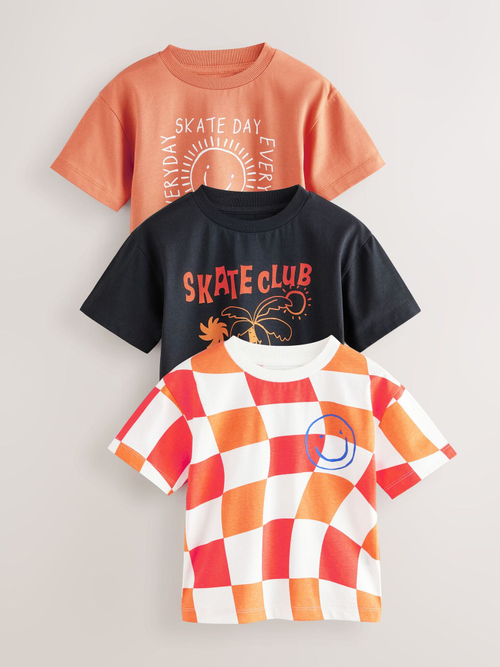 Футболка для мальчика Next E83-464, 3 шт., Черный, Оранжевый