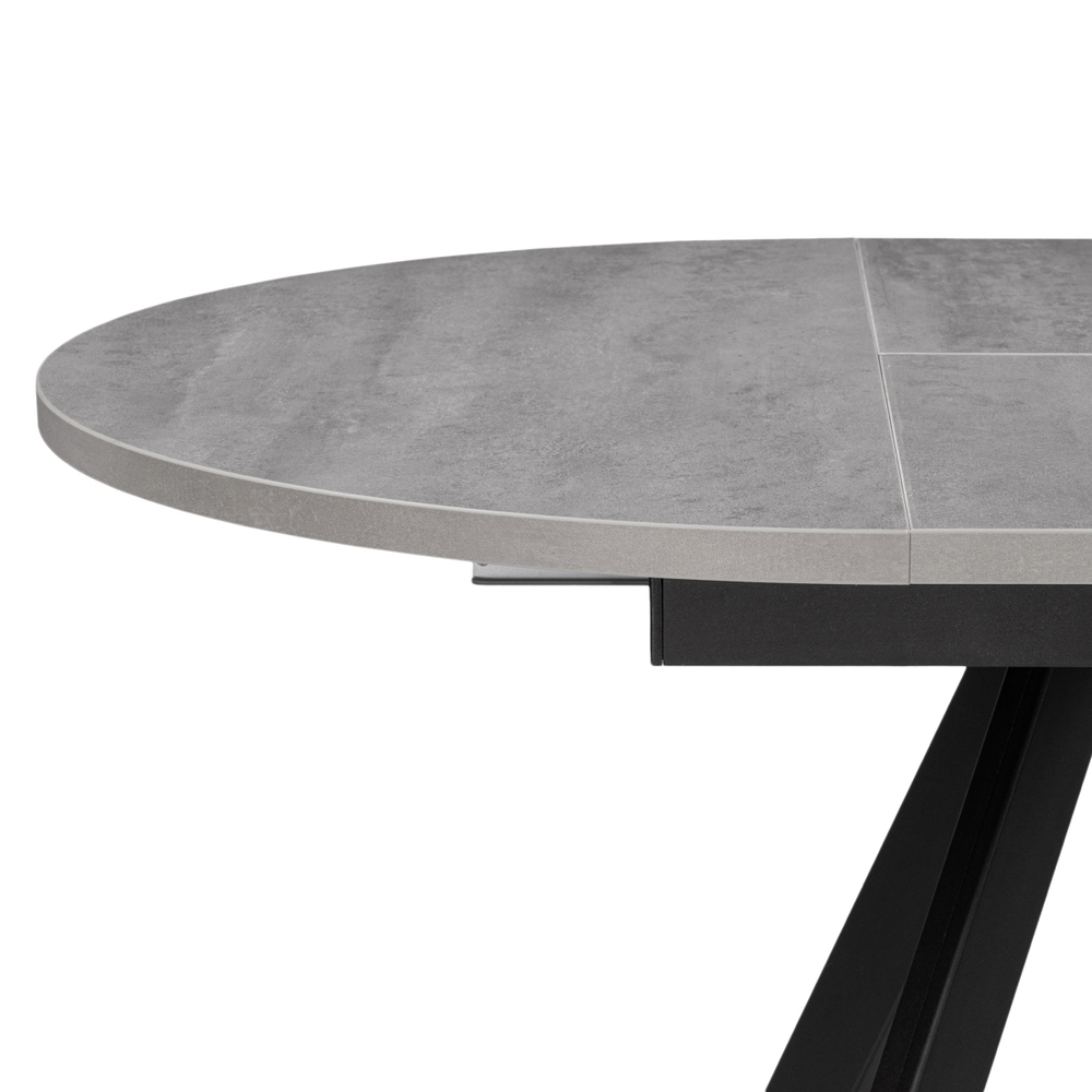 Стол деревянный Woodville Трейси 90(120)х90х75 бетон, черный, ножки черные