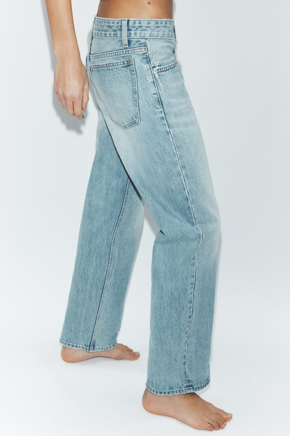 ZARA ДЖИНСЫ TRF ПРЯМОГО КРОЯ С НИЗКОЙ ПОСАДКОЙ, НЕБЕСНО-ГОЛУБОЙ