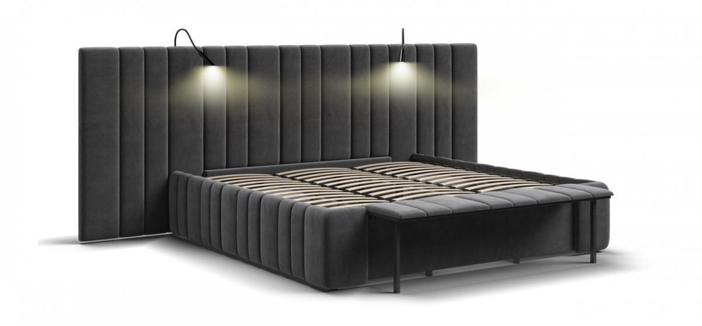 Кровать BOSS INFINITY 180*200 велюр Monolit серая