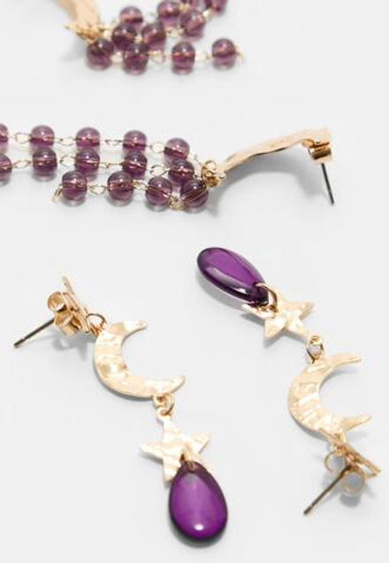 STRADIVARIUS Набор из 2 серег с подвесками из бисера и луны, золотой