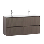 Тумба с раковиной подвесная BelBagno UNO-1200-4C-SO-СO Бежевый матовый, раковина белая BB-8099-120-2 с 2-я чашами