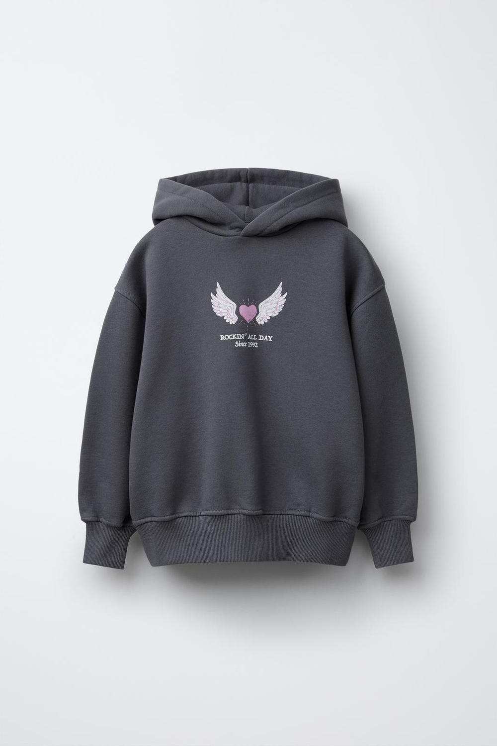 ZARA ХУДИ С ПРИНТОМ, СЕРО-СИНИЙ