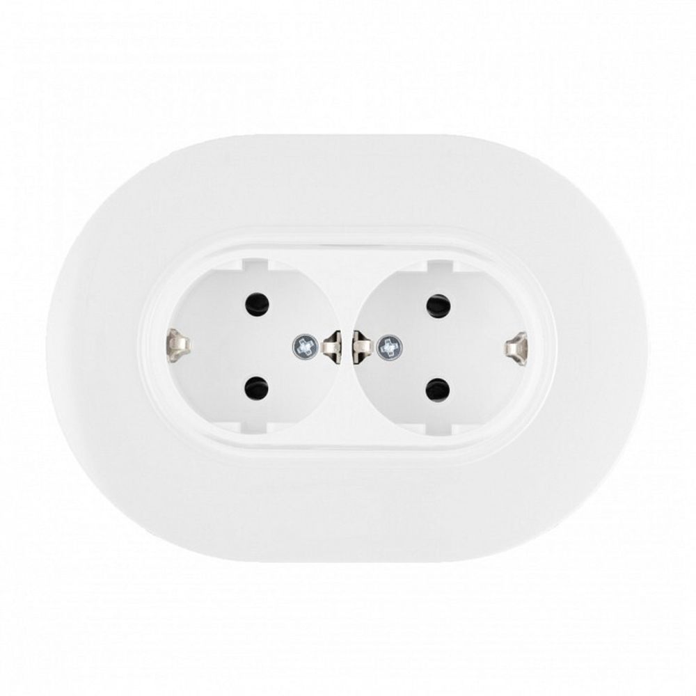 Розетка двойная с заземлением и со шторкой Arte Milano SET08-2 SET08-double-40-2 white