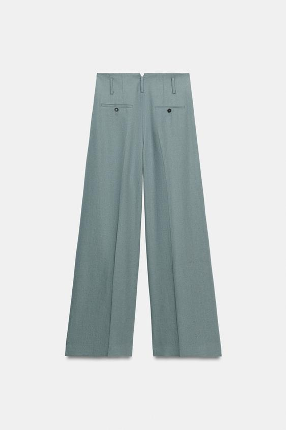 ZARA БРЮКИ С ЗАЩИПАМИ И ЛЬНОМ — ZW COLLECTION, СЕРО-СИНИЙ
