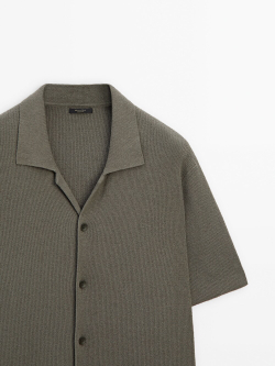 Massimo Dutti Кардиган с короткими рукавами и пуговицами, хаки