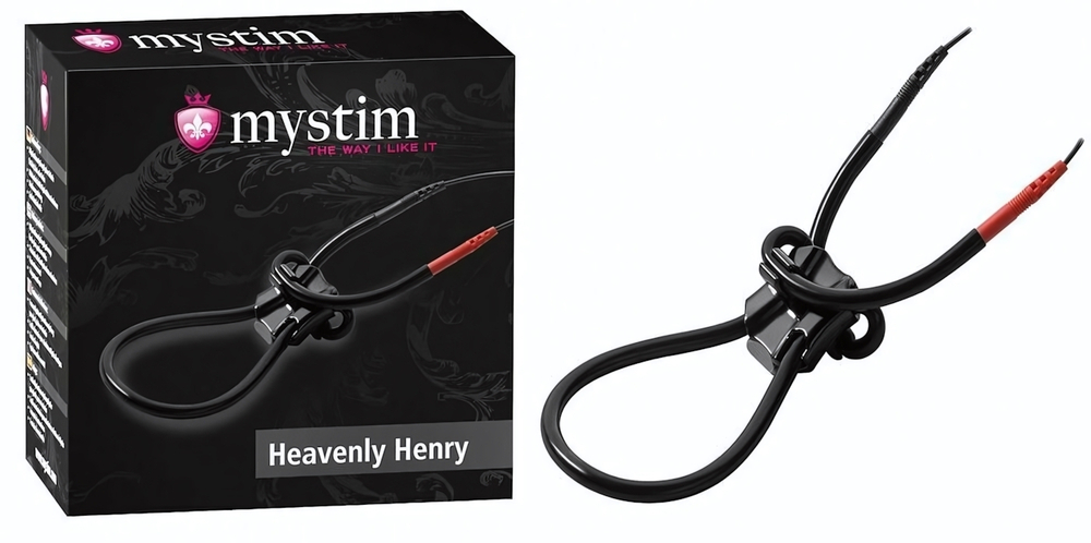 Эрекционное лассо для электростимуляции HEAVENLY HENRY (Цвет: черный)