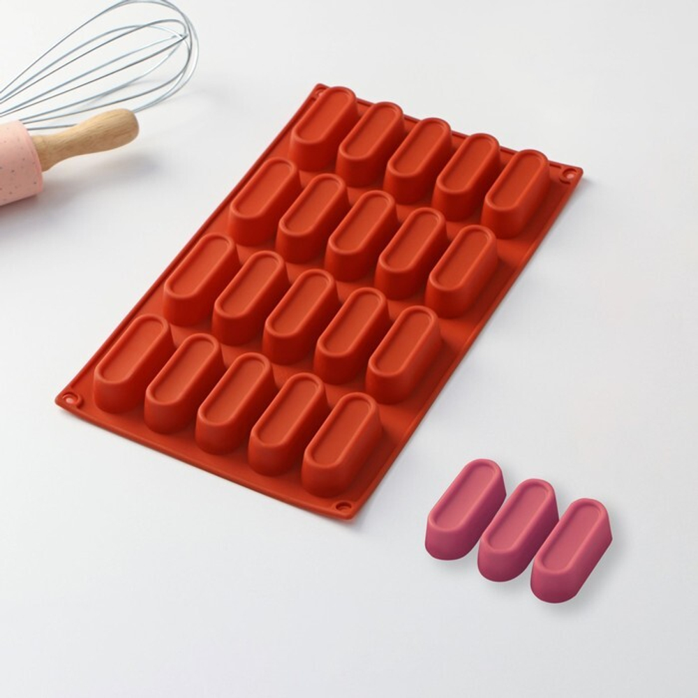 Форма силиконовая «Сладости.Эклер», 29×17×2 см, 20 ячеек