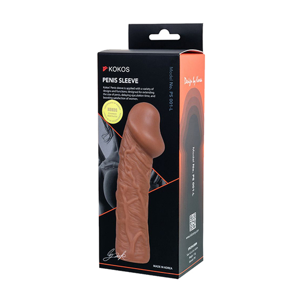 Телесная удлиняющая насадка 16,5см с крупной головкой Kokos Penis Sleeve 001 L Size
