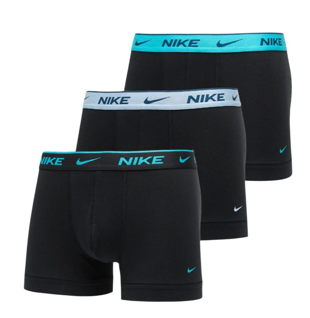 Боксерки теннисные Nike Everyday Cotton Stretch Trunk 3P - black/light armory blue/dusty cactus