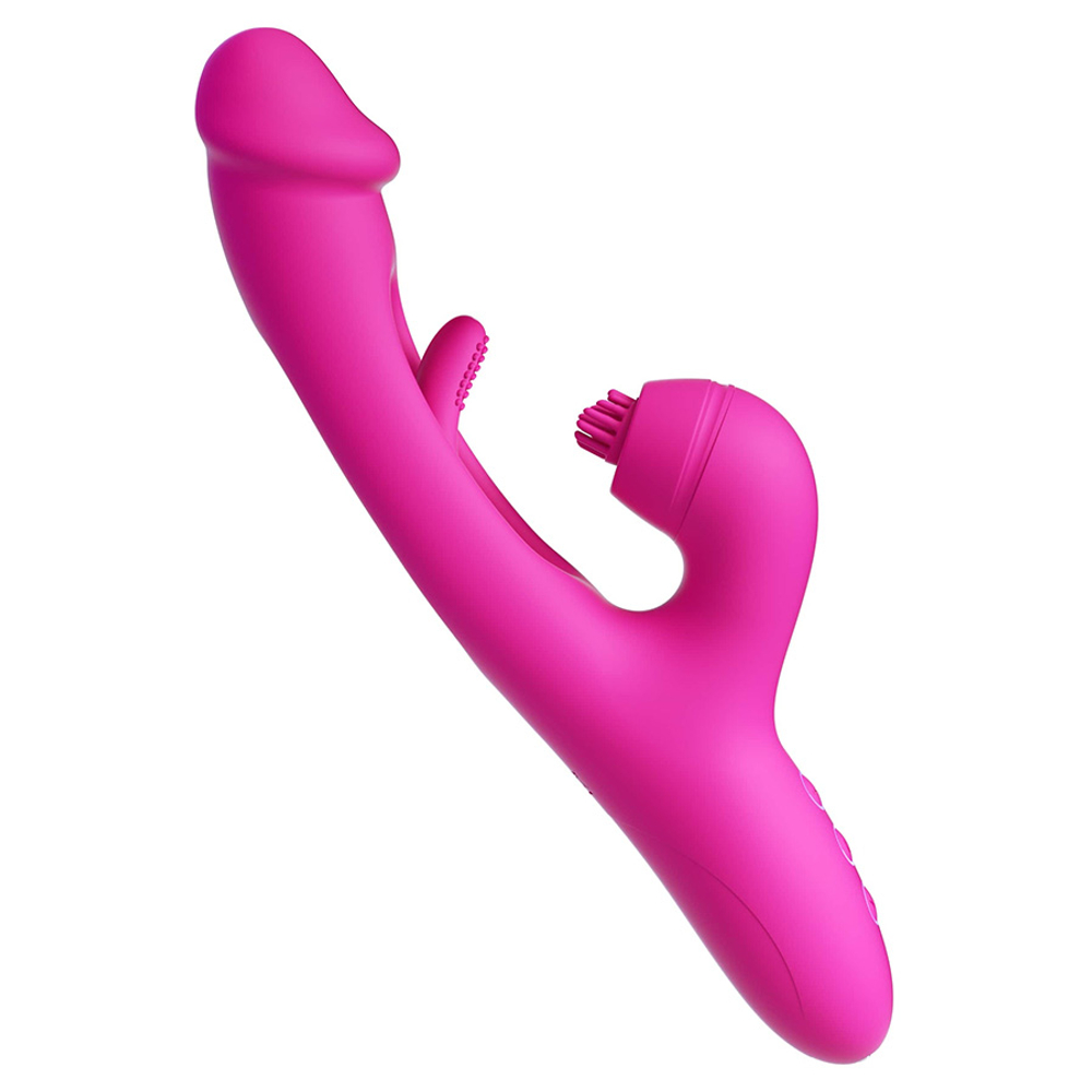 Розовый вибратор-кролик 26,5см с воздушно-волновой стимуляцией Amovibe G Spot Ultra Flapping Rabbit Vibrator Pink