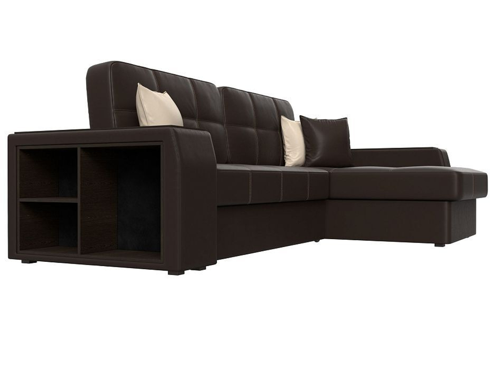 Диван угловой Брюссель правый угол, Коричневый\Бежевый, Экокожа, 29396