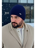 шапка вязаная теплая с отворотом стильная