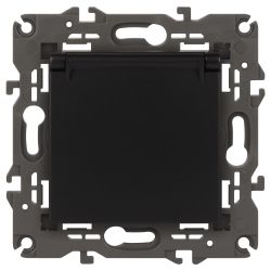 14-2103-05 ЭРА Розетка 2P+E Schuko со шторками с крышкой, 16A-250В, IP20, Эра Elegance, антрацит | Elegance Антрацит