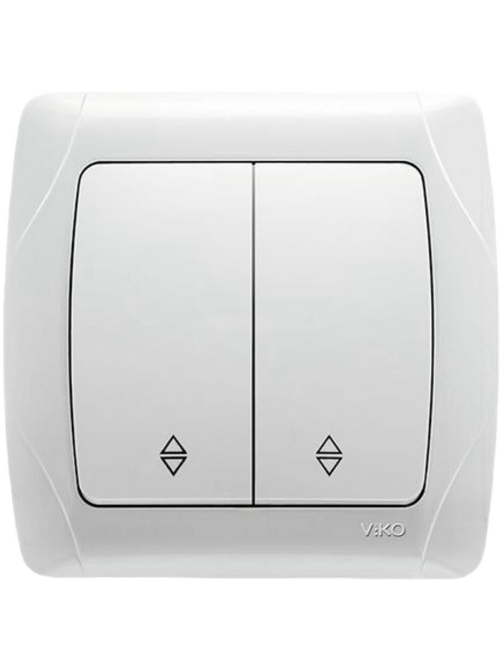 Проходной выключатель двухклавишный VIKO CARMEN, белый, 90561017