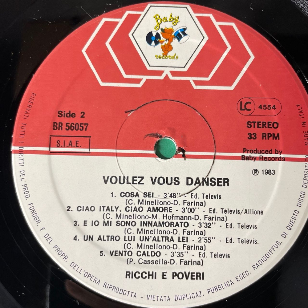 Винтажная виниловая пластинка LP Ricchi and Poveri, Богатые и Бедные, Voulez Vous Danser (Италия 1983)