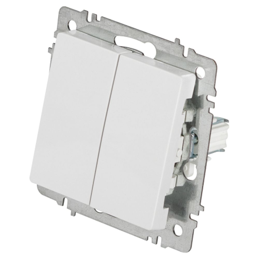 Переключатель Intro Accent 6-107-01 двойной, 10А-250В, IP20, СУ, AL/CU, белый | 