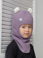 Шлем зимний вязаный (Пыльная сирень) МИО*