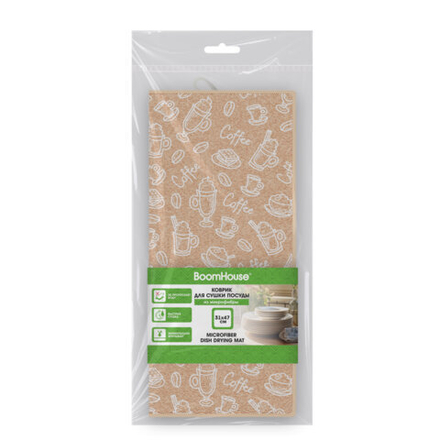 Коврик для сушки посуды из микрофибры, 31х47 см, "КОФЕ", 440 г/м2, BOOMHOUSE (БУМХАУС), 701155