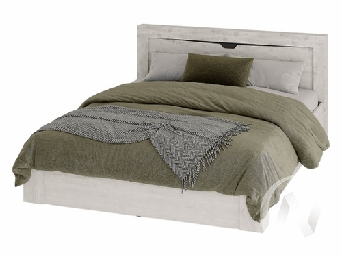 Кровать КР-15 МС Леонардо с настилом (бетон пайн светлый/бетон пайн светлый; графит)