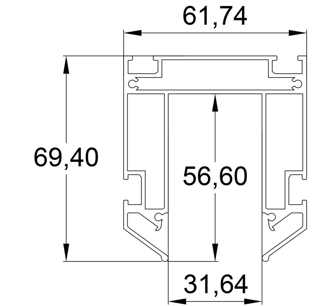 Закладной профиль SMART для натяжного потолка TR3040-AL