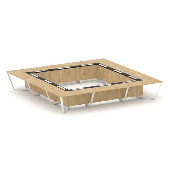 Steel Meet Стол переговорный квадратный KMK-PR.B.SP-24K Тиквуд Светлый/Графит Глянец/Металл Белый 48