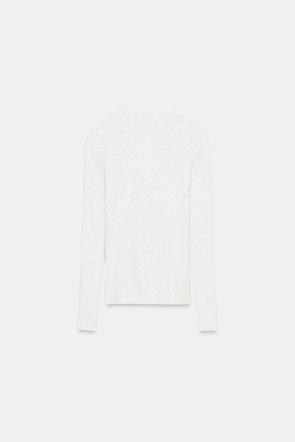 ZARA ФУТБОЛКА В РУБЧИК С ДЛИННЫМИ РУКАВАМИ, СЕРЫЙ МЕЛАНЖ