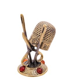 AM-3562 Наперсток с подставкой (латунь, янтарь)