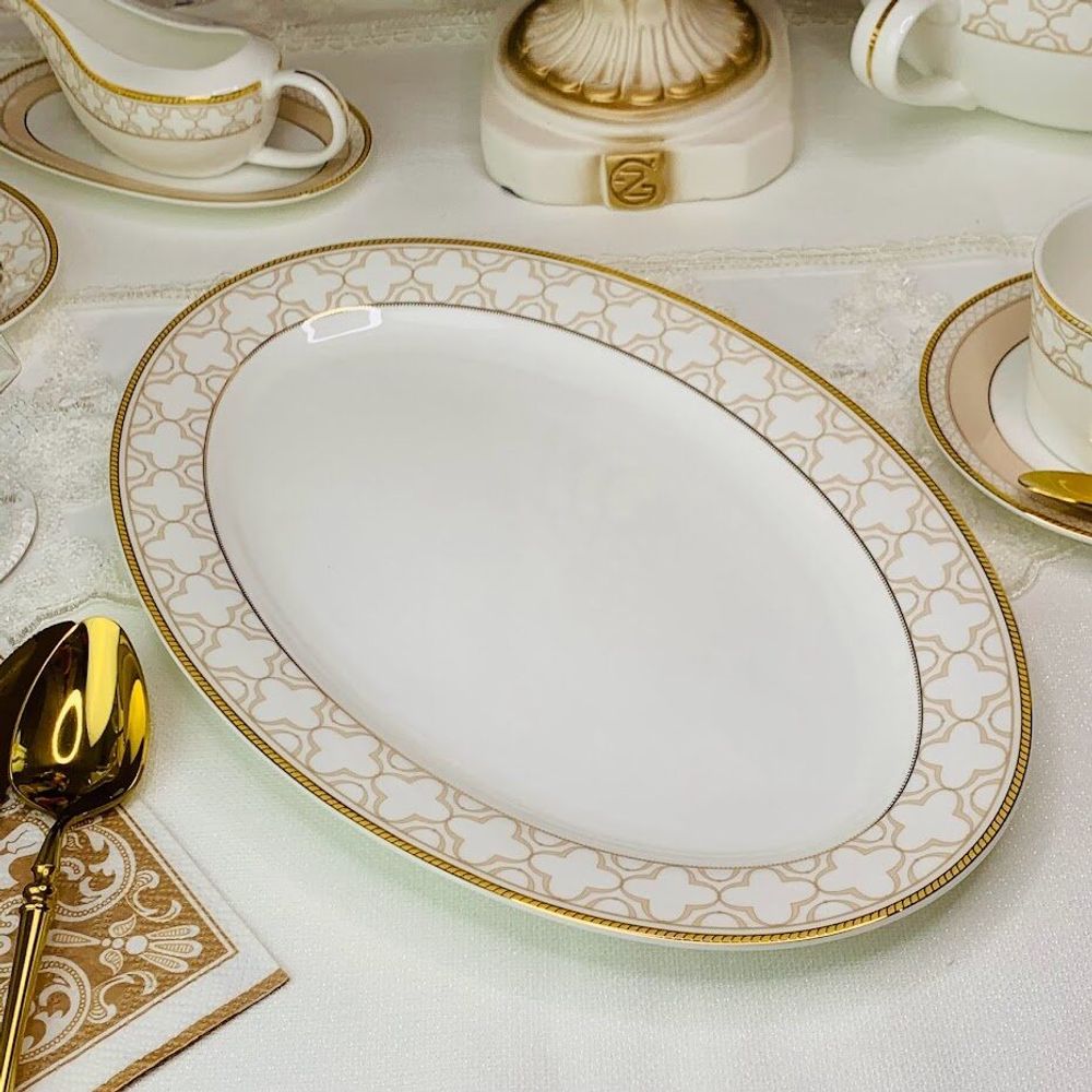 Lenardi 145-341 Овальное блюдо 23см ЖОЗЕФИНА в под.уп.(х30)Костяной фарфор