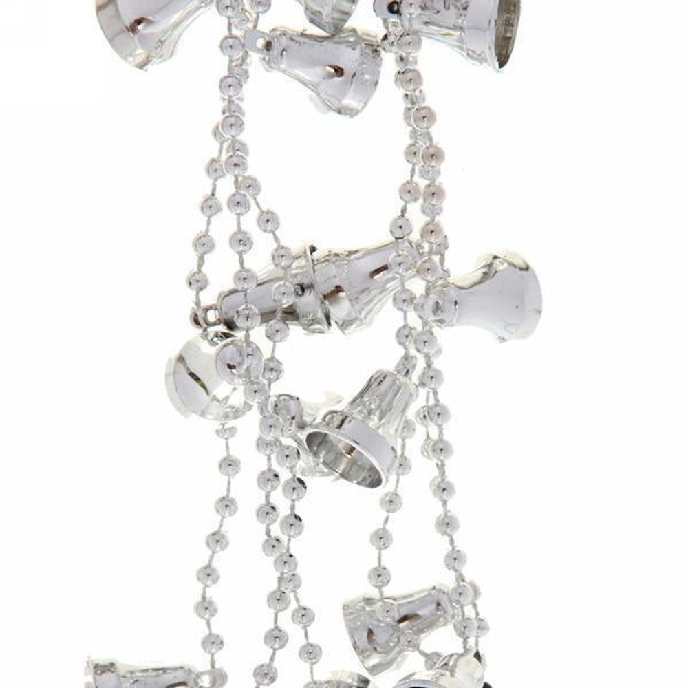 Бусы на ёлку 1,5м "Колокольчики" 2см, Серебро