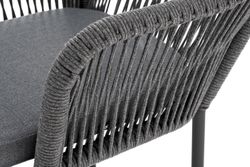 "Лион" стул плетеный из роупа, каркас алюминий серый (RAL7022) муар, роуп серый круглый, ткань серая 017
