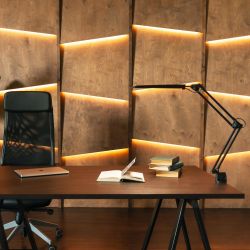 TLD-524 Black-8W-Светильник настольный на струбцине-LED-500Lm-4500K-Dimmer-Цвет-черный