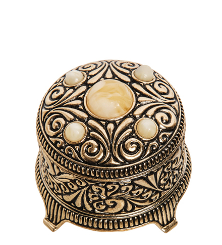 Народные промыслы AM-3267/1 Шкатулка «Вернисаж» (латунь, янтарь)