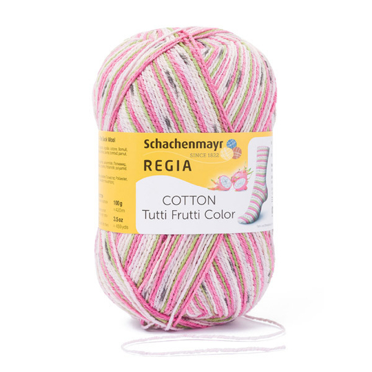 Пряжа Regia Cotton Color (02419/Питахайя), 72% хлопок, 18% полиамид, 10% полиэстер, 100г/420м