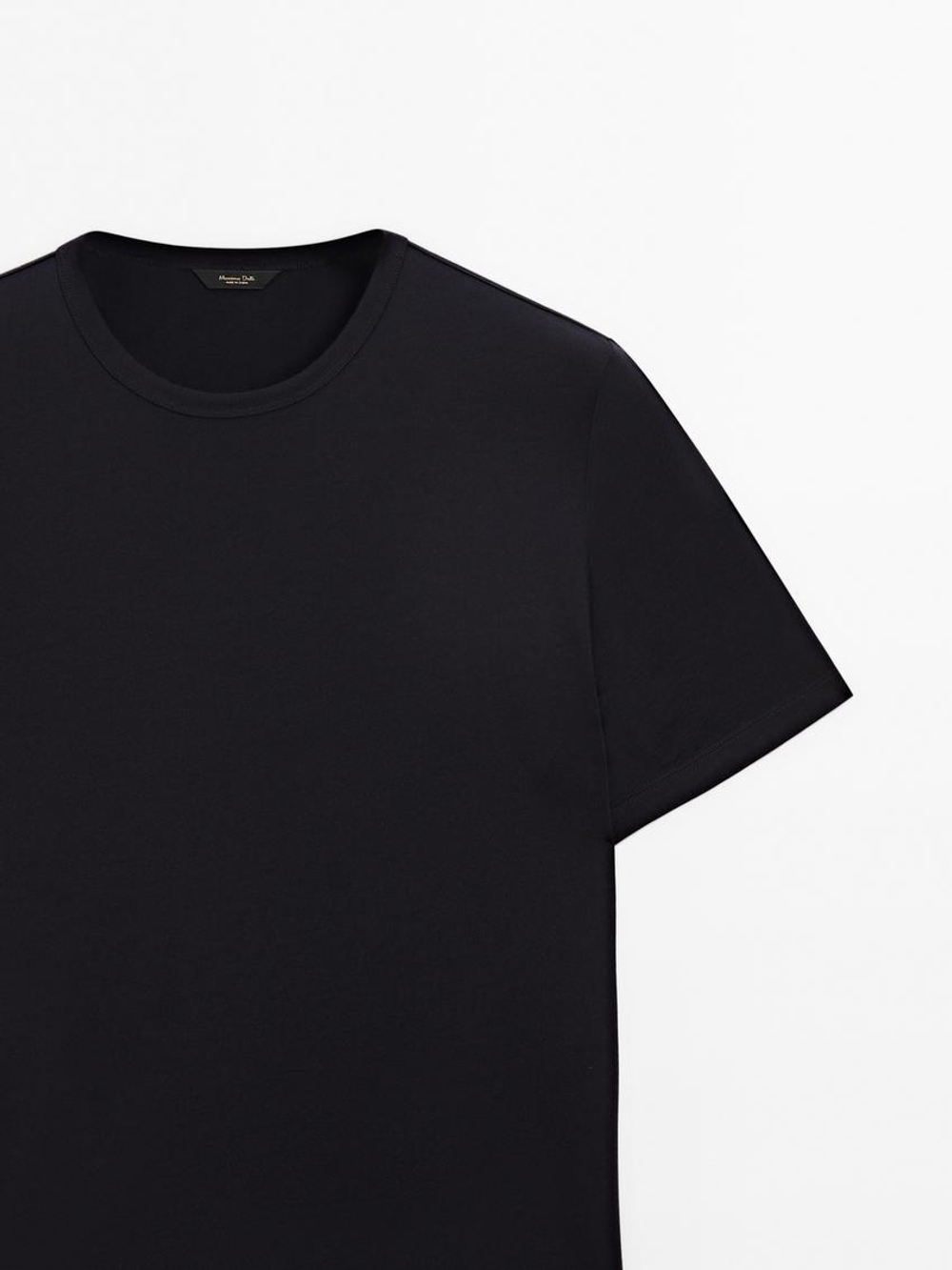 Massimo Dutti Футболка из смесовой шерсти, темно-синий