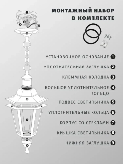 Светильник уличный Navigator 80 483, 6 граней, цоколь E27, IP44, подвесной, черный