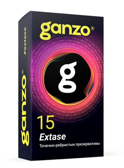 Презервативы анатомической формы с точечной и ребристой структурой Ganzo Extase - 15 шт.