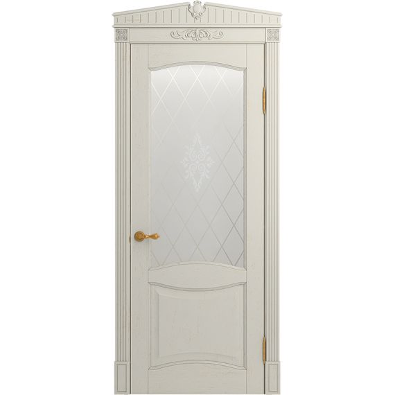 Межкомнатная дверь массив дуба Viporte Классика 2 белая эмаль остеклённая