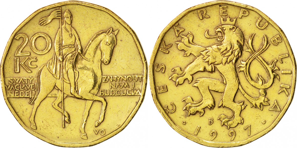 Чехия 20 крон, 1997 Святой Вацлав XF