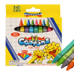 Мелки восковые, 12 цветов, круглые, картонная коробка с подвесом, С-30712