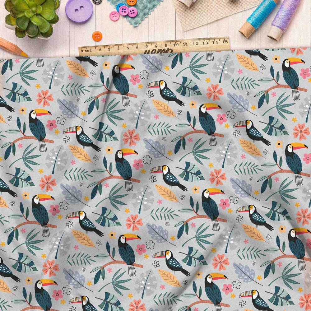 Ткань сатин тропический какаду