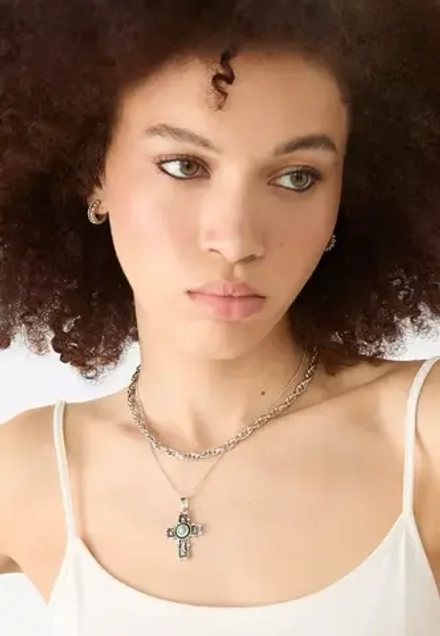 STRADIVARIUS Набор из 2 ожерелий с крестиком, серый